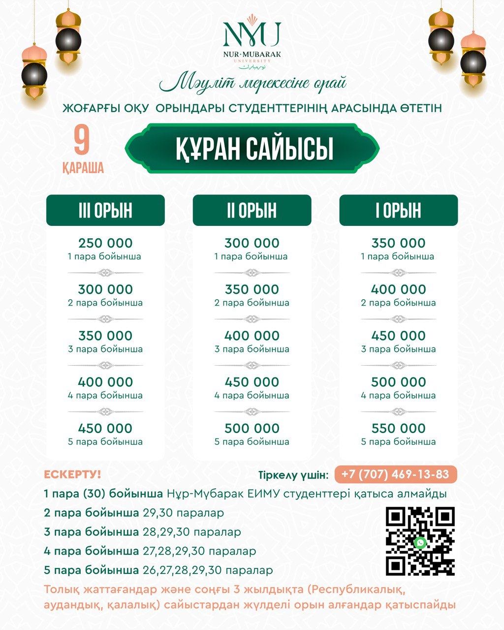 Жоғарғы оқу орындары студенттері арасында ҚҰРАН САЙЫСЫ өтеді